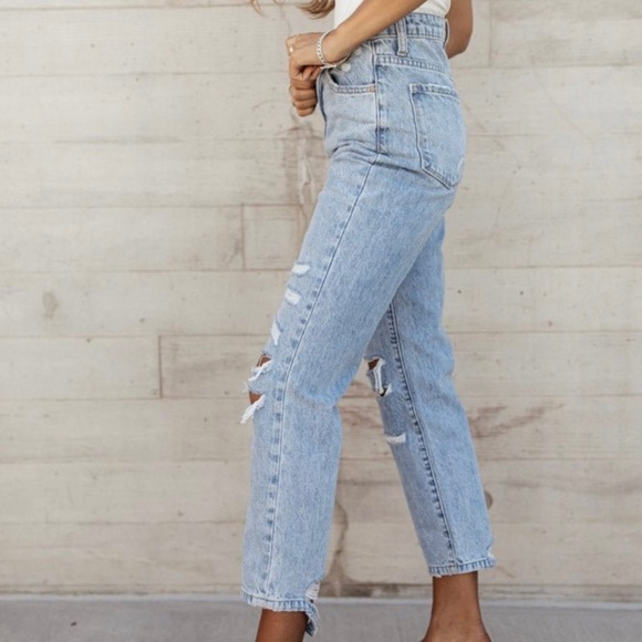 Bohme 28 (6) Lynette High Rise Straight Leg Jeans Womens Cropped Distressed - Picture 3 of 15